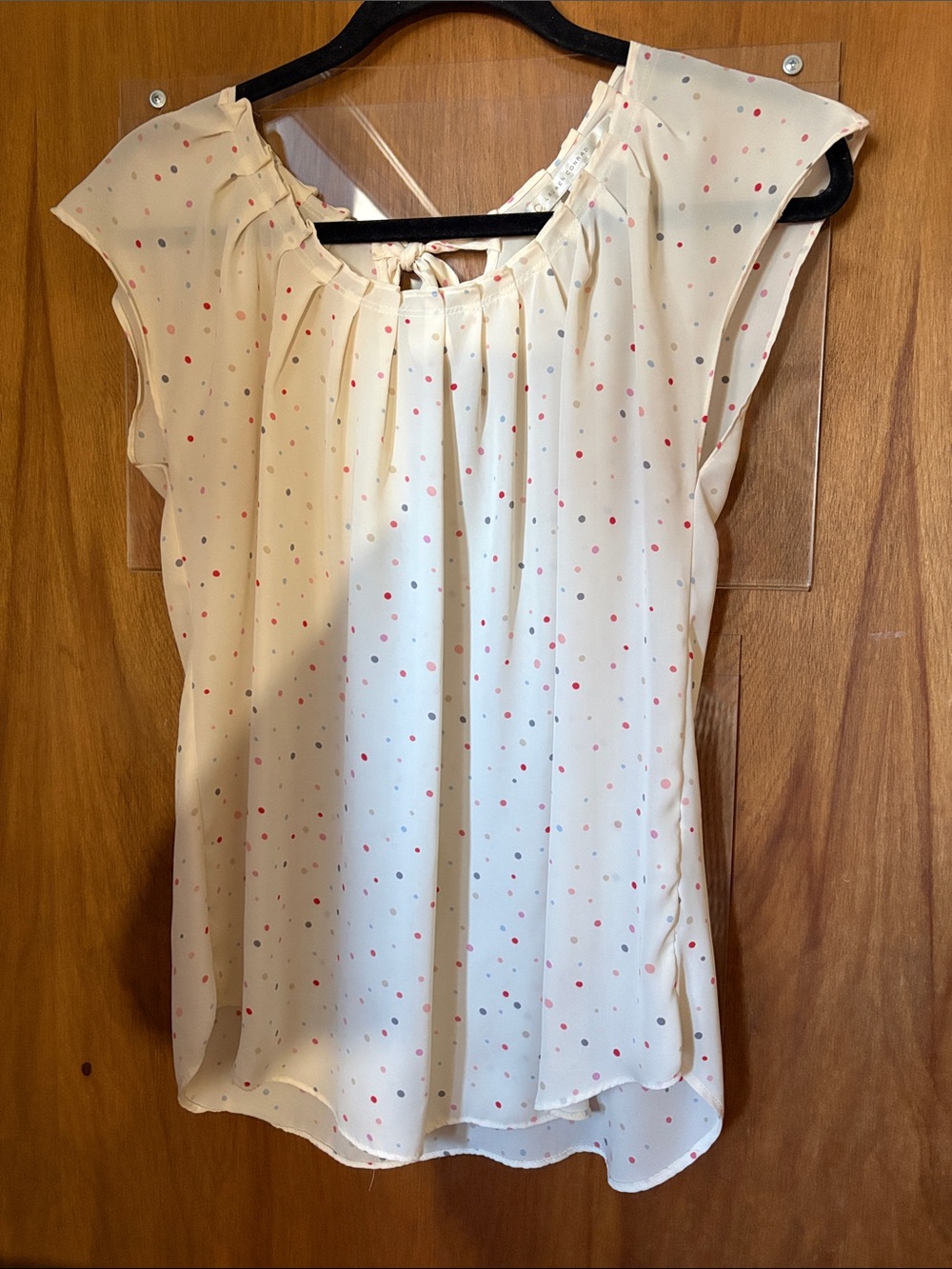 LC Lauren Conrad Polka Dot Tie-Back Cap Sleeve Blouse